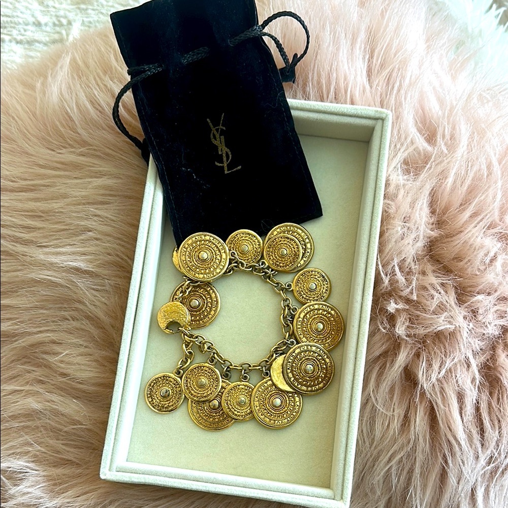 Yves Saint Laurent vintage coin Gold Charm Bracelet